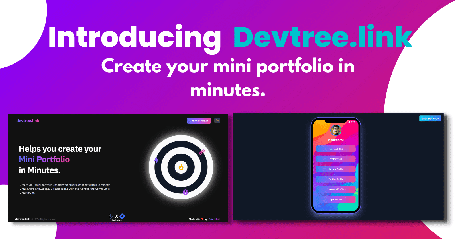 Introducing Devtree.link - Create your Mini portfolio in minutes.